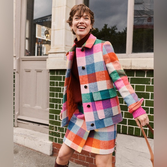 Boden Women’s Wool Check Coat in Multi Check - Picture 2 of 9